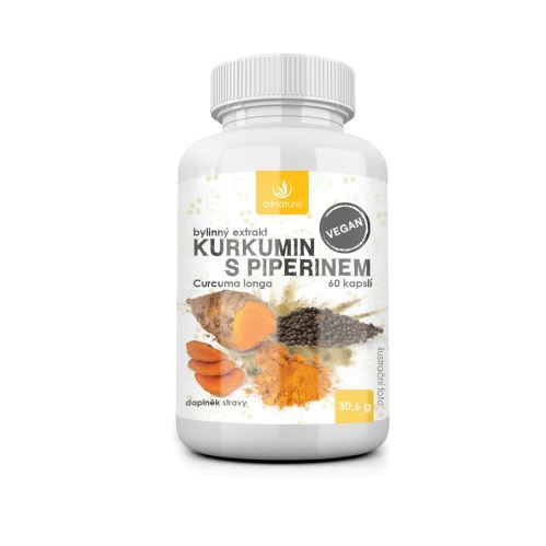Allnature Kurkumín s piperín bylinný extrakt 60 kapsúl
