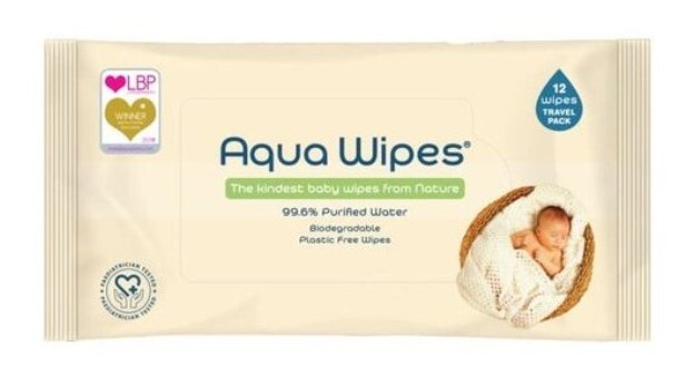 Aqua Wipes EKO dětské vlhčené ubrousky, 12 ks