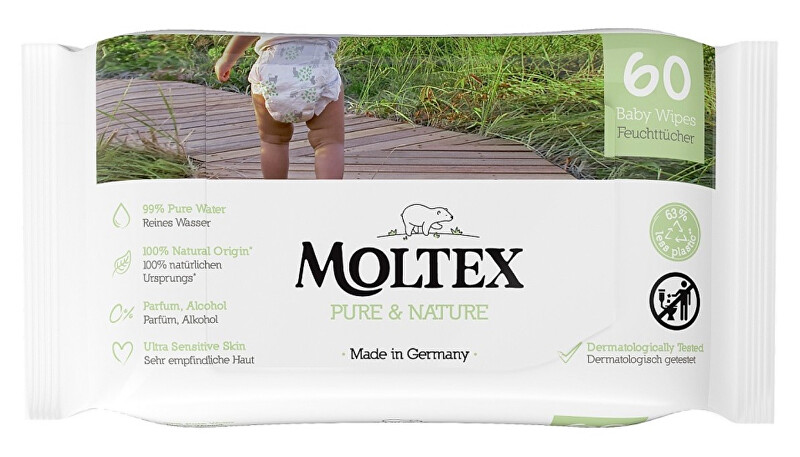 Moltex Pure & Nature EKO vlhčené obrúsky Moltex Pure & Natu re na báze vody 60 ks