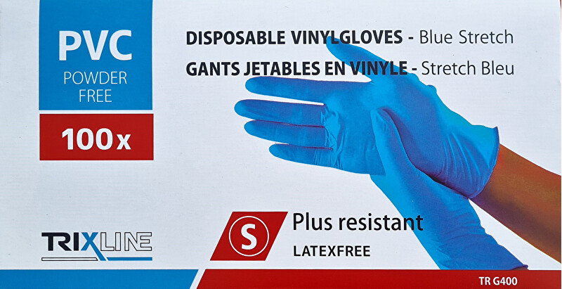 Pharma Activ Rukavice nitril vinyl modré bez pudru S jedn. 100 ks
