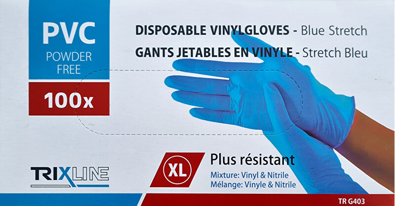 Pharma Activ Rukavice nitril vinyl modré bez pudru XL jedn. 100 ks