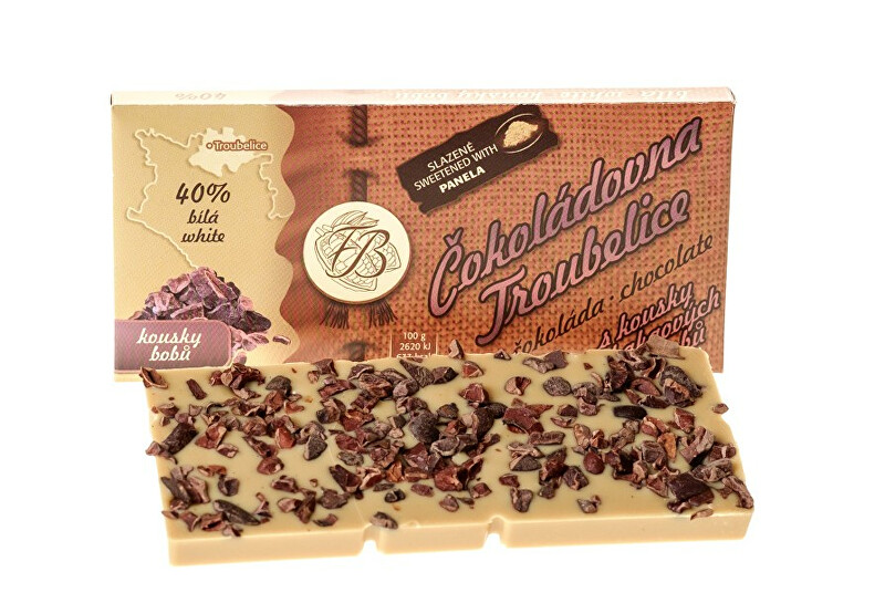 Čokoládovna Troubelice Biela čokoláda s kakaovými bôby 40% 45 g