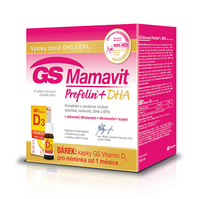 GreenSwan GS Mamavit Prefolin DHA 30 tabliet a 30 kapsúl   darček Kvapky GS Vitamin D3