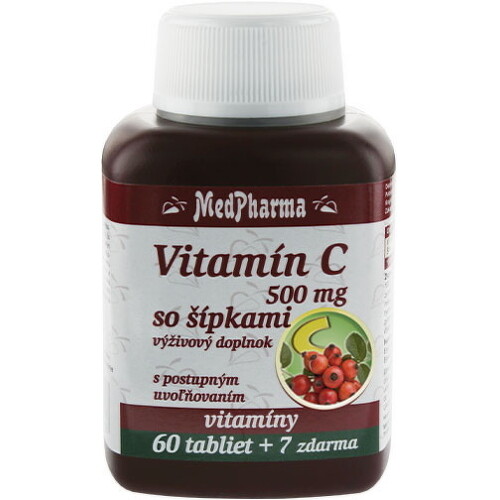 MEDPHARMA Vitamín C 500 mg so šípkami 60  7 tabliet ZADARMO