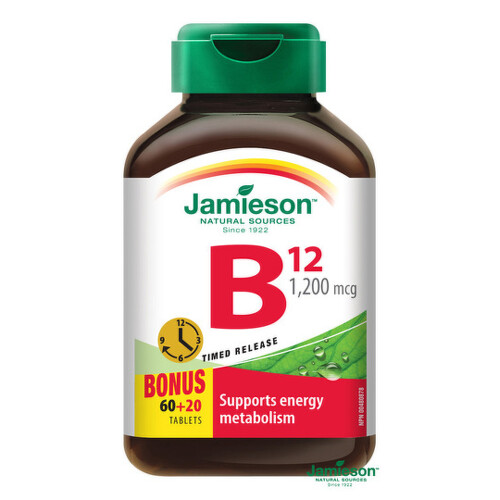 JAMIESON Vitamín B12 s postupným uvoľňovaním 60  20 tabliet ZADARMO