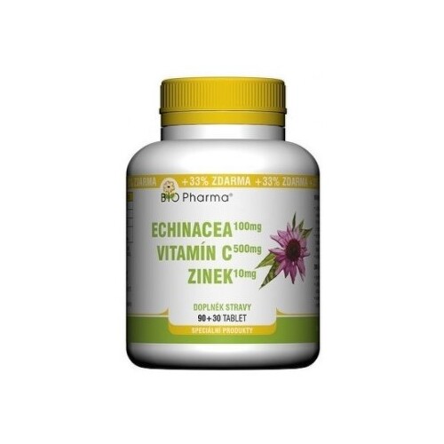 BIO PHARMA Echinacea, vitamín C, zinok 90  30 tabliet ZADARMO