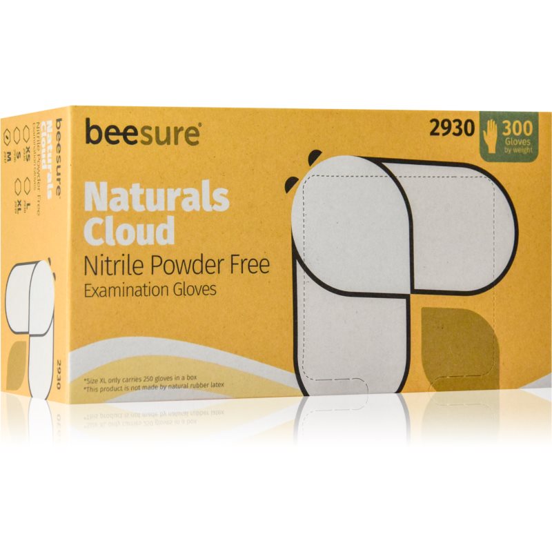 BeeSure Naturals Cloud White nitrilové nepudrované rukavice veľkosť M 2x150 ks