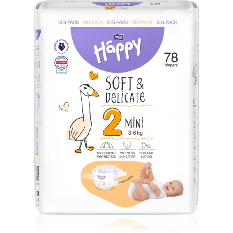BELLA Baby Happy SoftDelicate Size 2 Mini jednorazové plienky 3-6 kg 78 ks