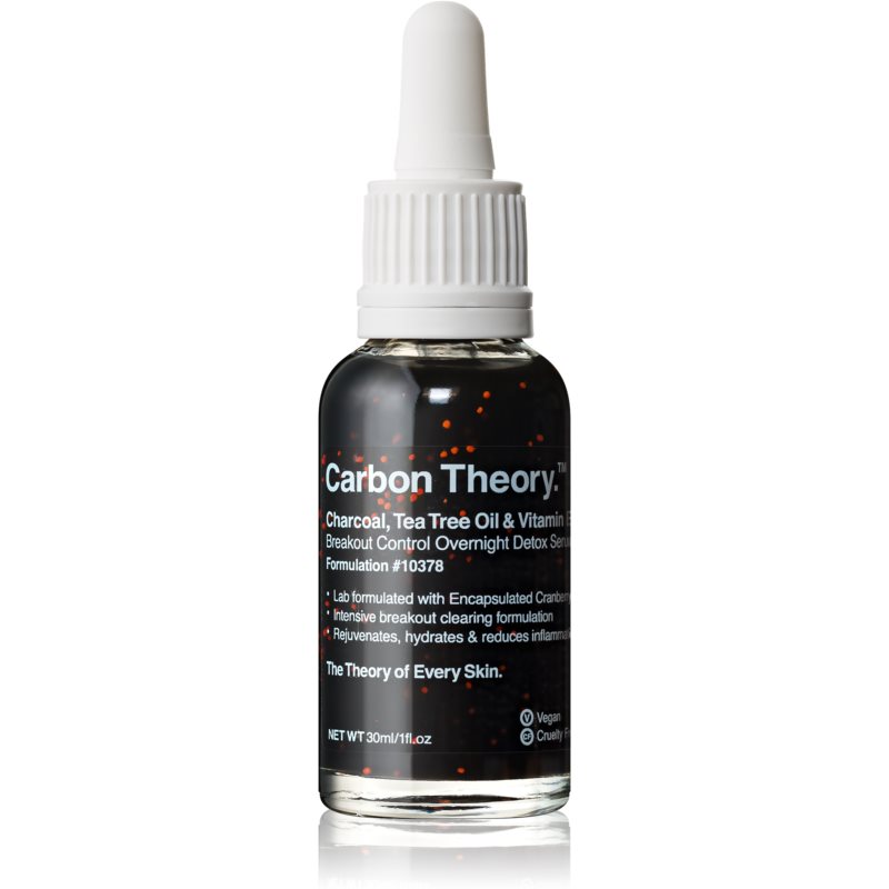Carbon Theory Charcoal, Tea Tree Oil  Vitamin E regeneračné nočné sérum s revitalizačným účinkom pre problematickú pleť 30 ml