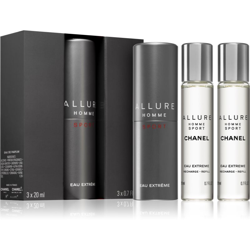 Chanel Allure Homme Sport Eau Extreme parfumovaná voda (1x plniteľná  2x náplň) pre mužov 3x20 ml