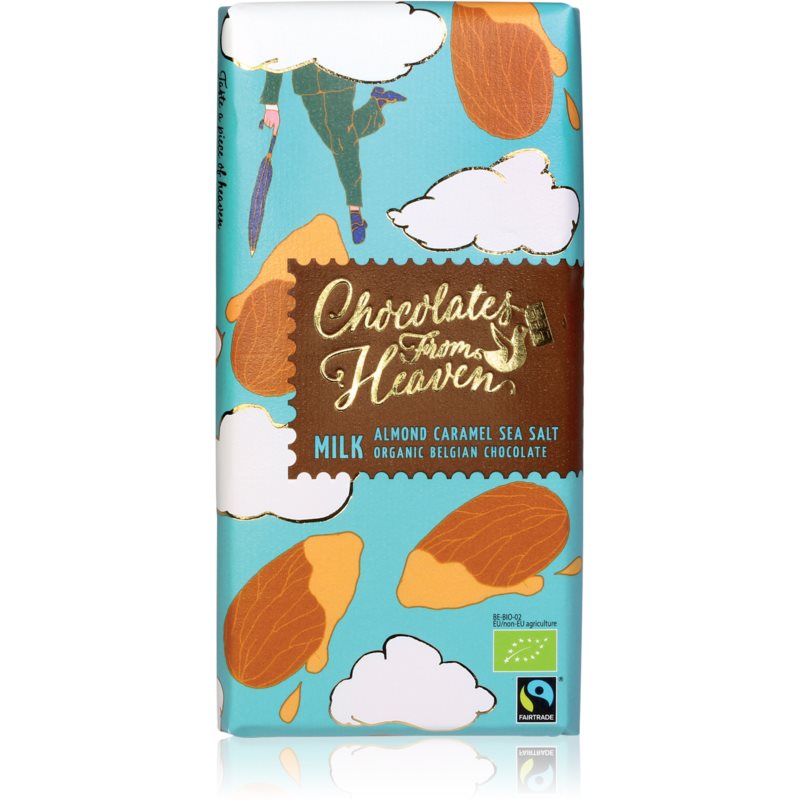 Chocolates from Heaven Mliečna čokoláda s mandľami, karamelom a morskou soľou mliečna čokoláda v BIO kvalite 100 g