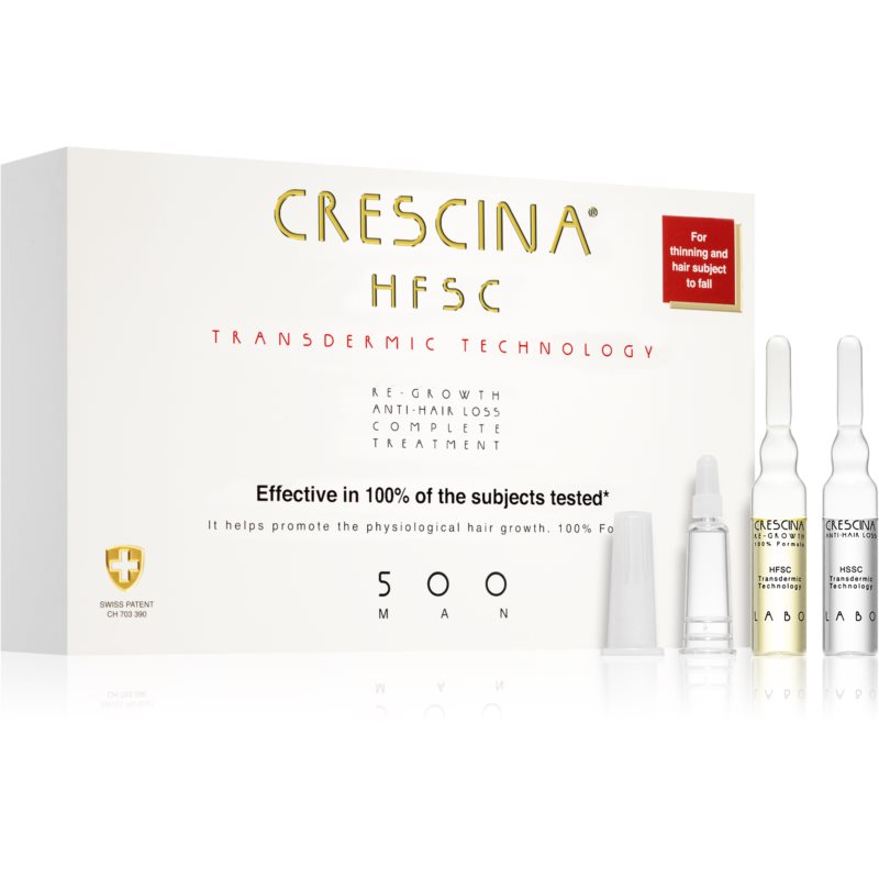 Crescina Transdermic 500 Re-Growth and Anti-Hair Loss starostlivosť pre podporu rastu a proti vypadávaniu vlasov pre mužov 20x3,5 ml