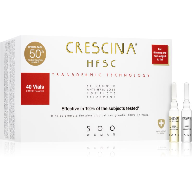 Crescina Transdermic 500 Re-Growth and Anti-Hair Loss starostlivosť pre podporu rastu a proti vypadávaniu vlasov pre ženy 40x3,5 ml