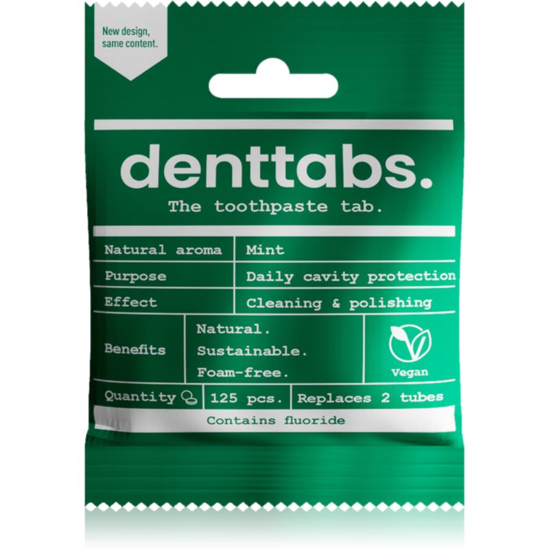 Denttabs Natural Toothpaste Tablets with Fluoride zubná pasta s fluoridom v tabletách Mint 125 tbl