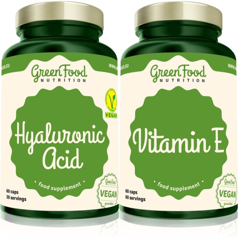 GreenFood Nutrition Hyaluronic Acid  Vitamin E sada (pre krásne vlasy a pokožku)