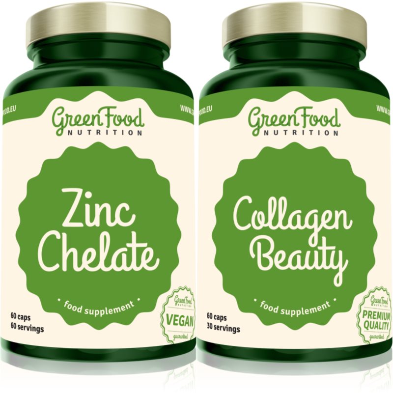 GreenFood Nutrition Collagen Beauty  Zinc Chelate sada (pre vlasy, nechty a pokožku)