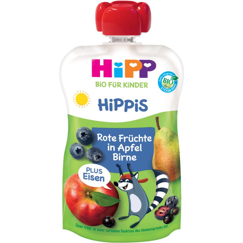 Hipp HiPPis BIO jablko - hruška - červené ovocie  železo detský príkrm 100 g