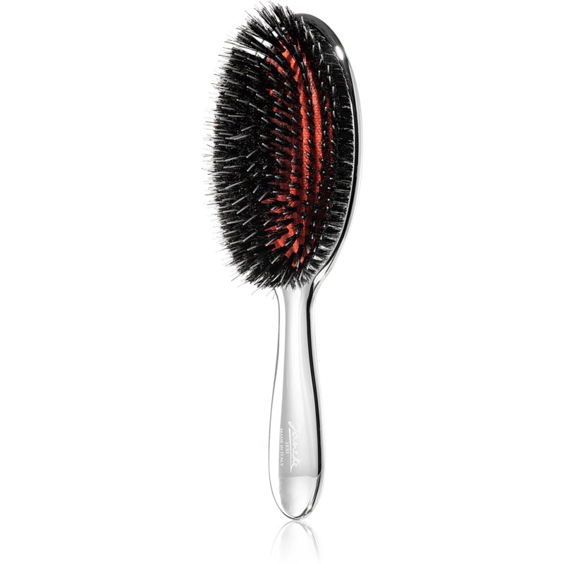 Janeke Chromium Line Air-Cushioned Brush with Bristles and Nylon Reinforcement oválna kefa na vlasy 22 x 7 cm