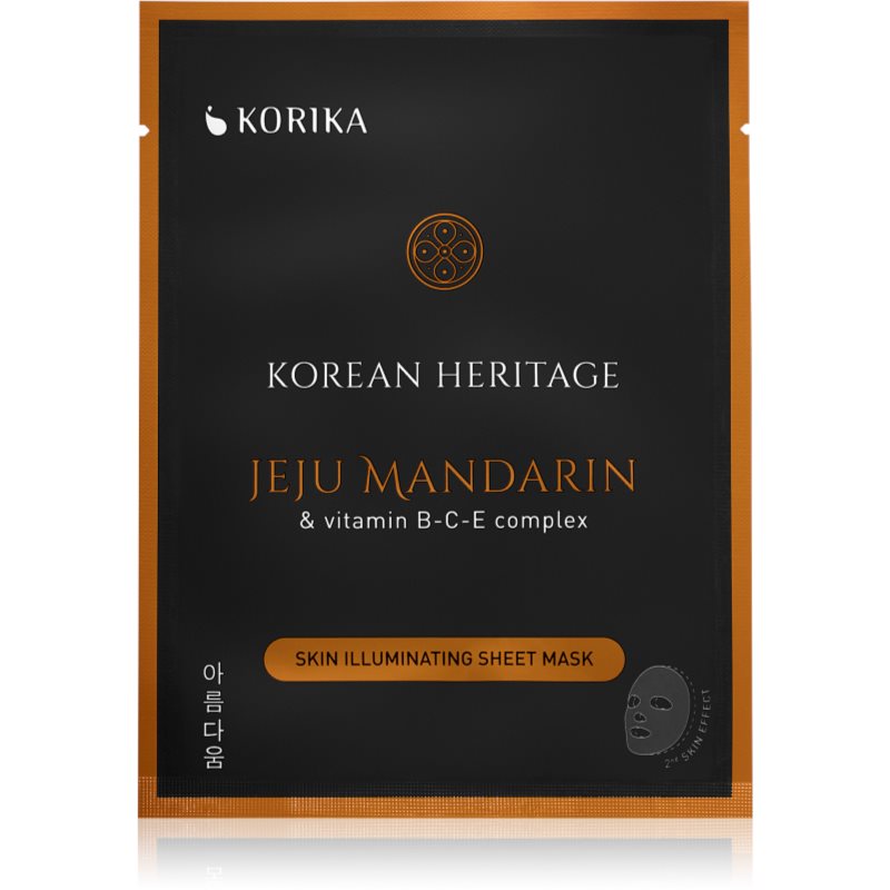 KORIKA Korean Heritage Jeju Mandaring  Vitamin B-C-E Complex Skin Illuminating Sheet Mask rozjasňujúca plátienková maska Jeju mandarin  vitaminc B-C