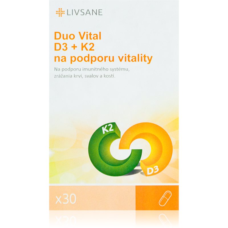 LIVSANE Duo Vital D3  K2 tobolky na podporu imunity, zníženie miery únavy a vyčerpania 30 tbl
