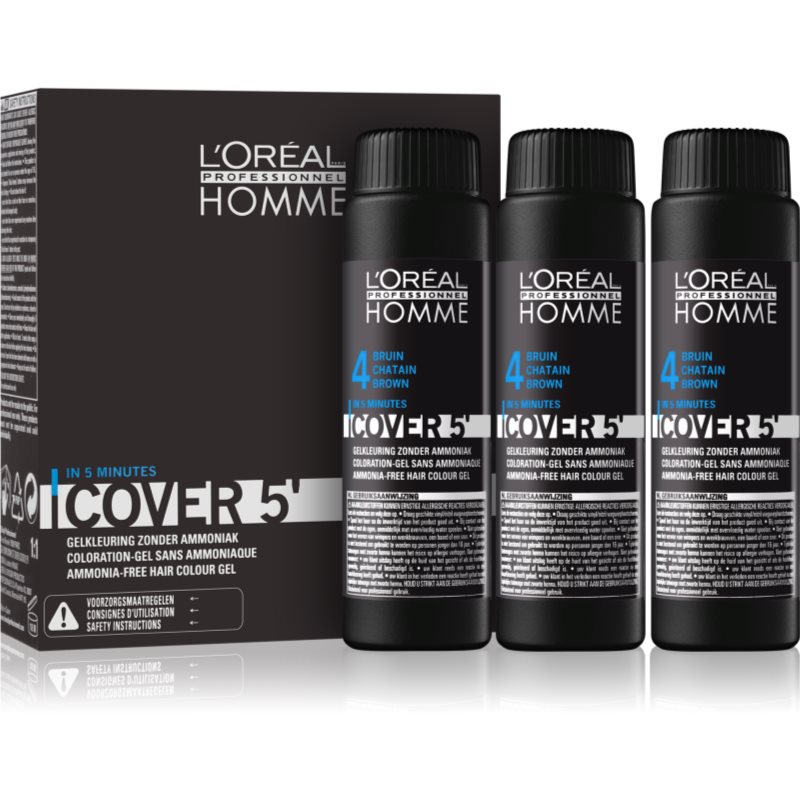 L’Oréal Professionnel Homme Cover 5 tónovacia farba na vlasy odtieň 4 Medium Brown 3x50 ml