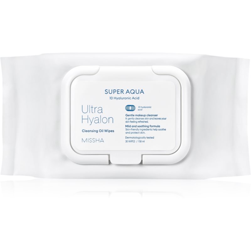 Missha Super Aqua 10 Hyaluronic Acid čistiace a odličovacie obrúsky 30 ks
