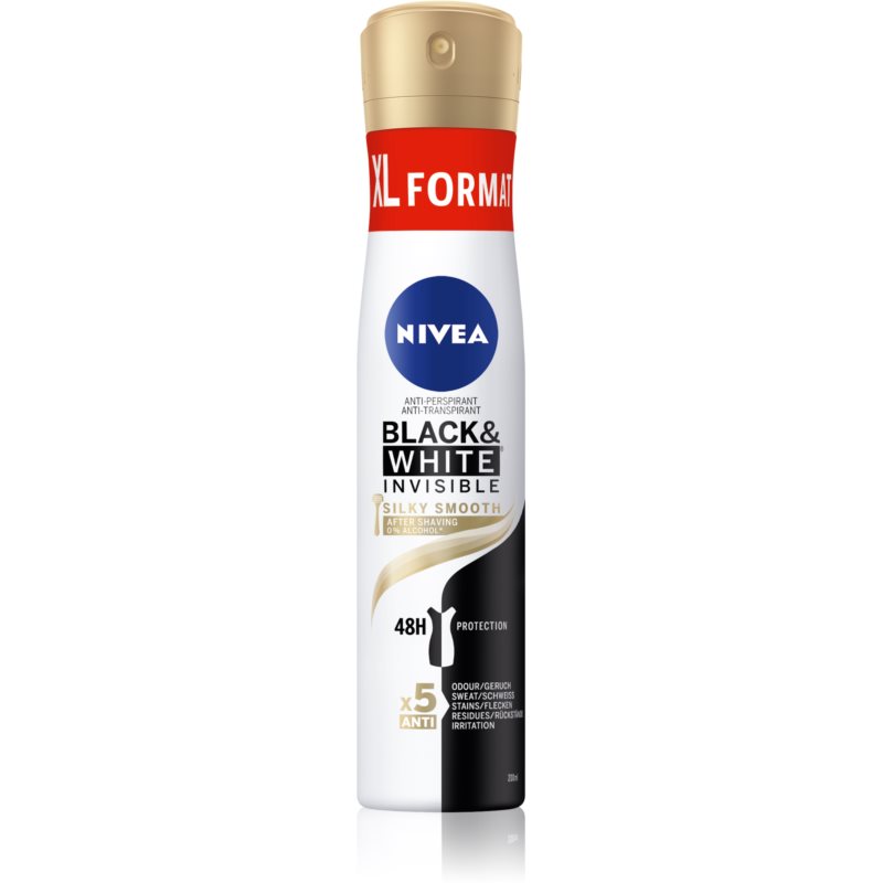 NIVEA Black  White Invisible Silky Smooth antiperspirant v spreji pre ženy 200 ml