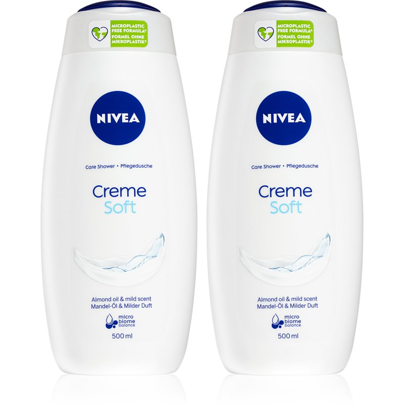 NIVEA Creme Soft upokojujúci sprchový gél 2 x 500 ml(výhodné balenie)
