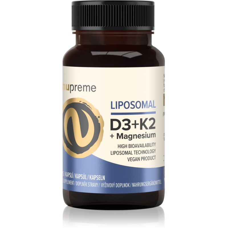 Nupreme Liposomal D3  K2  Magnesium kapsuly pre normálnu funkciu imunitného systému, stav kostí, zubov a činnosť svalov 30 cps