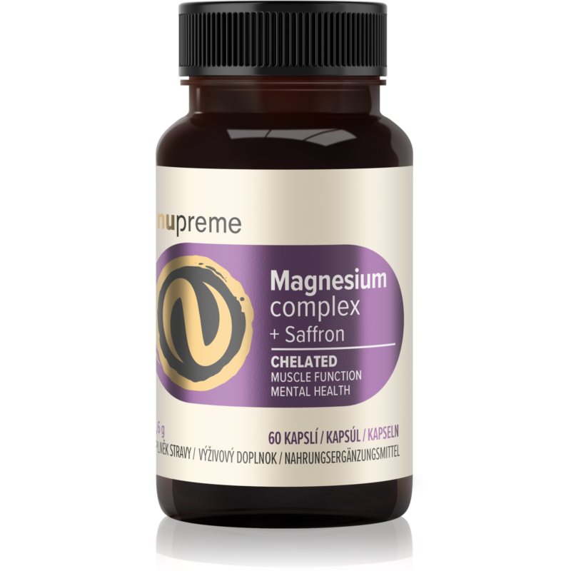 Nupreme Magnesium Complex  Saffron Chelated kapsuly pre normálnu činnosť nervovej sústavy a normálny stav zubov 60 cps
