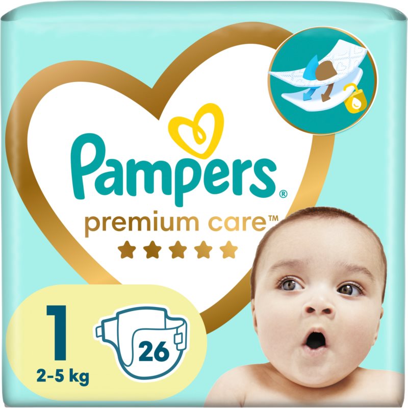 Pampers Premium Care Size 1 jednorazové plienky 2-5 kg 26 ks