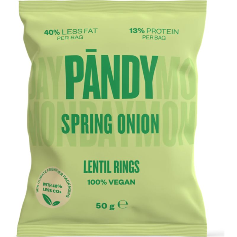 Pändy Lentil Rings šošovicové chrumky príchuť Spring Onion 50 g