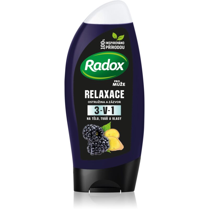 Radox Men Feel Wild sprchový gél na tvár, telo a vlasy pre mužov Blackberry  Ginger 225 ml