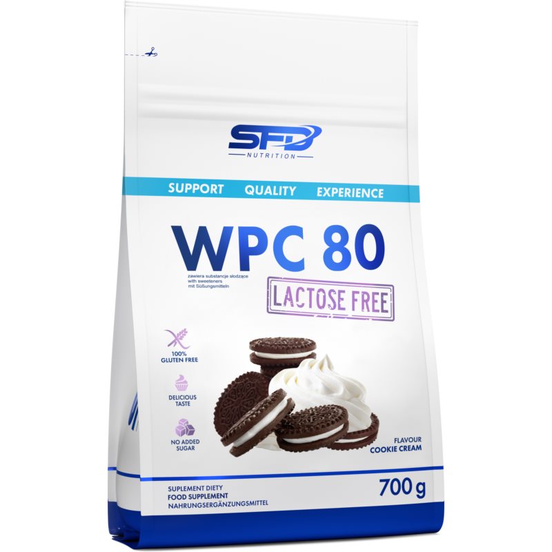 SFD Nutrition WPC 80 Lactose Free srvátkový proteín bez laktózy príchuť Cookie Cream 700 g