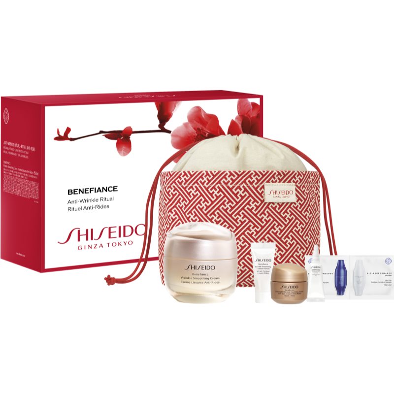 Shiseido Benefiance Wrinkle Smoothing Cream Pouch Set darčeková sada (pre zrelú pleť)