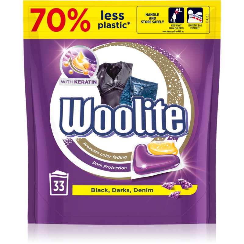 Woolite Darks, Denim  Black kapsuly na pranie s keratínom 33 ks