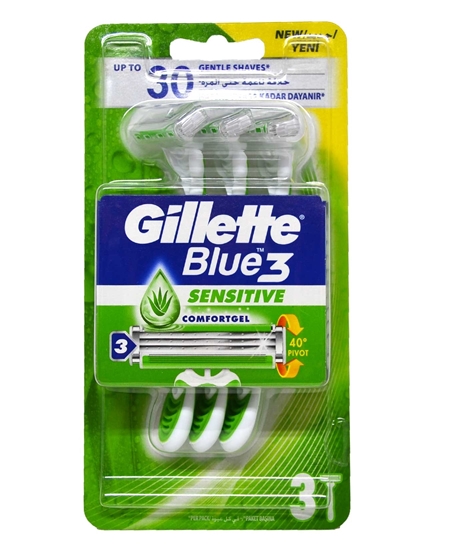 Gillette Blue3 Sensitive Pánsky Jednorazový Holiaci Strojček, 3ks