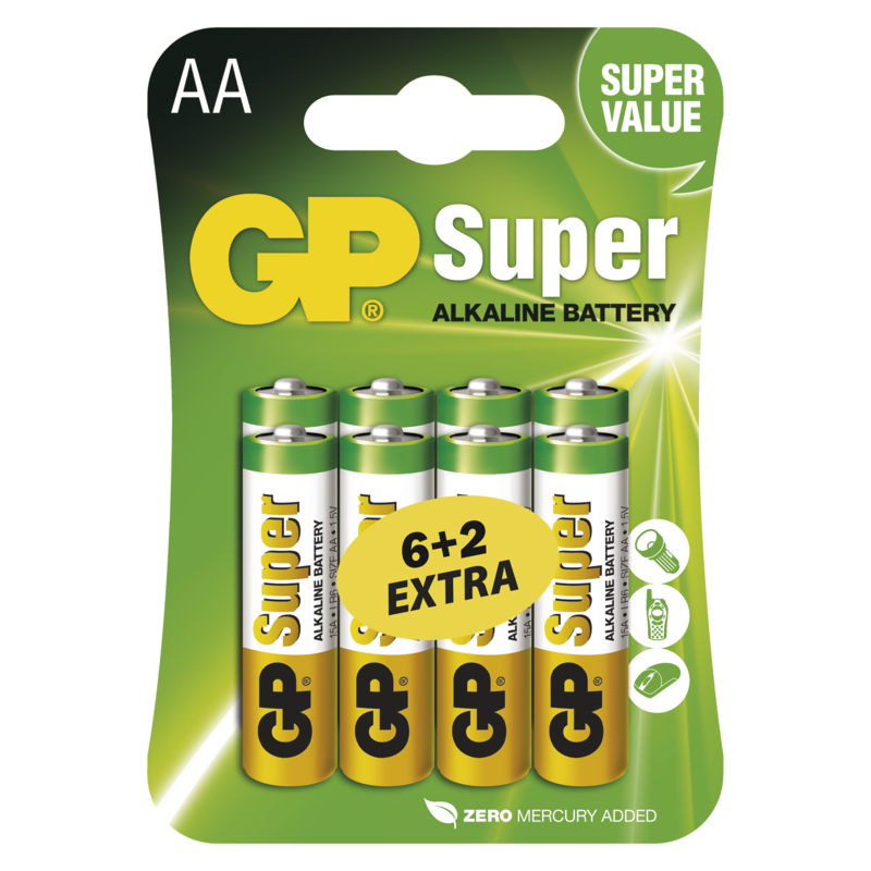 GP alkalická batéria SUPER AA (LR6)