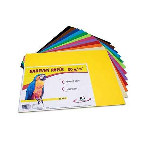 STEPA Farebný papier A3 80 gm², 12 farieb, balenie 60 listov