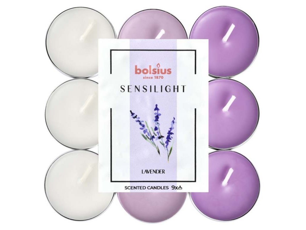 Bolsius Sensilight Čajové 9ks Lavender tříbarevné, vonné svíčky