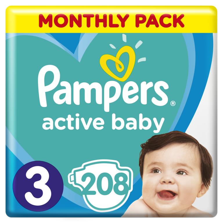 Pampers Plienky Active Baby 3 mesačné balenie (6 - 10 kg)