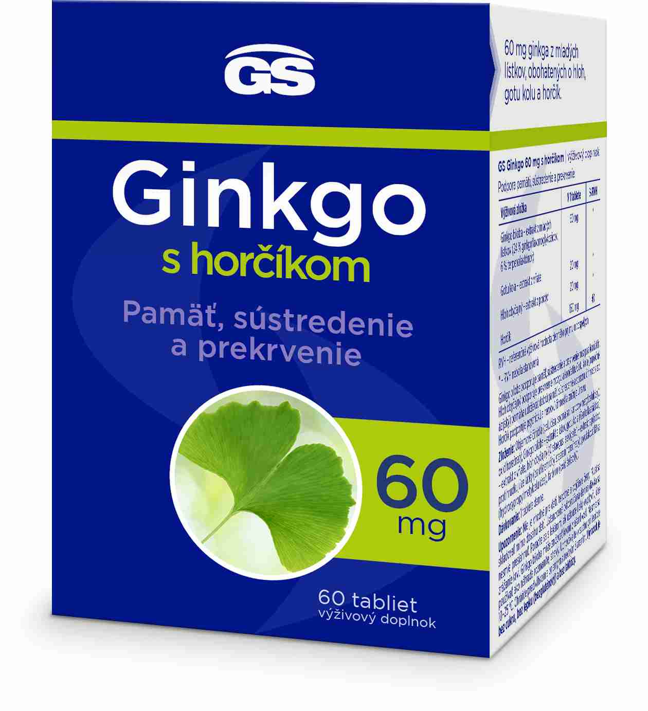 GS Ginkgo 60 mg s horčíkom, 60 tbl