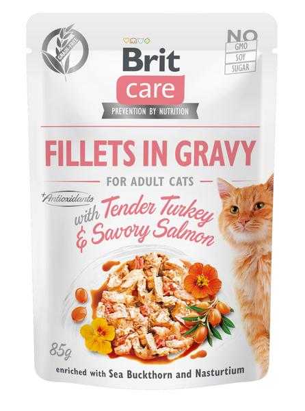 Brit Kapsička Care Cat Fillets In Gravy turkey  Savory Salmon 85g