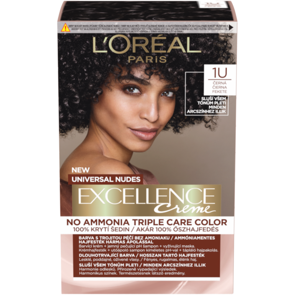 LOréal Paris Excellence Creme Universal Nudes permanentná farba na vlasy 1U Čierna
