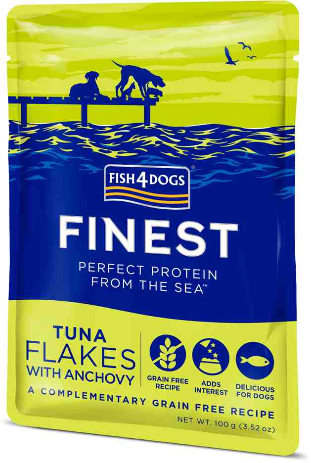 FISH4DOGS Kapsička pre psy Finest tuniakové kúsky s ančovičkami 100g