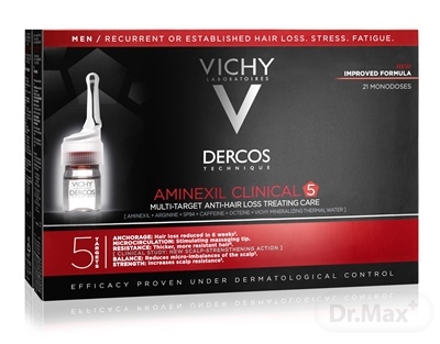 VICHY Dercos Aminexil Clinical 5 Multiúčelová kúra proti vypadávaniu vlasov pre mužov 21 x 6 ml - šampón na vlasy
