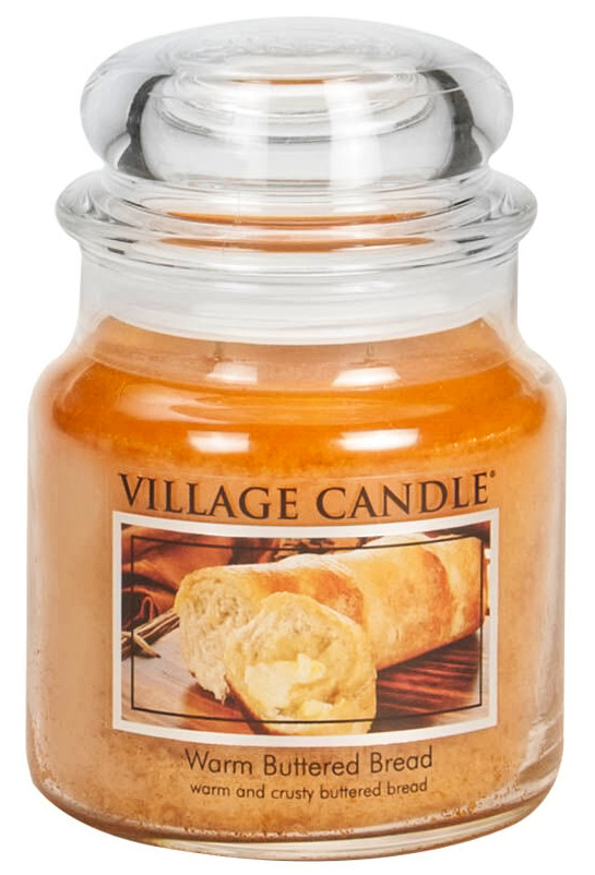 Village Candle Vonná sviečka v skle - Warm Buttered Bread-Teplé maslové žemličky, stredná