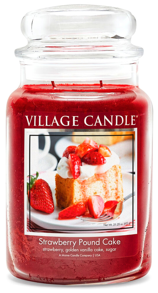 Village Candle Vonná sviečka v skle - Strawberry Pound Cake - Jahodový koláč, veľká