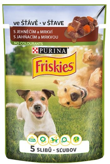 FRISKIES ADULT Dog 20x100g - s jahňacím a mrkvou v šťave