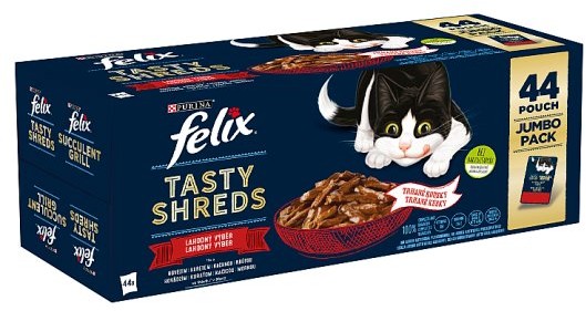 FELIX Tasty Shreds Multipack 1(44x80g) s kuraťomhovädzímkačicoumorkou v šťave